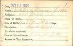 Voter registration card of Adelaide Newman Dorr, Hartford, October 13, 1920