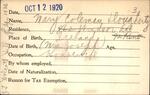 Voter registration card of Mary Coleman Dougherty, Hartford, October 12, 1920