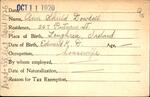 Voter registration card of Ann Shield Dowdall, Hartford, October 11, 1920