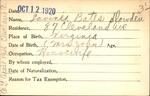 Voter registration card of Lavinia Bates Dowden, Hartford, October 12, 1920