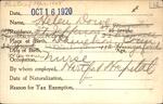 Voter registration card of Helen Dowe, Hartford, October 16, 1920