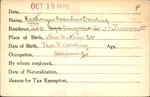 Voter registration card of Katheryn Scanlon Dowling, Hartford, October 19, 1920