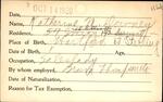 Voter registration card of Katherine M. Downey, Hartford, October 14, 1920