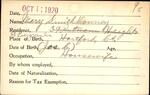 Voter registration card of Mary Smith Downey, Hartford, October 11, 1920