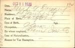 Voter registration card of Sarah G. Downey, Hartford, October 18, 1920
