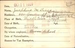 Voter registration card of Josephine M. Drago, Hartford, October 11, 1920