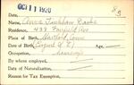 Voter registration card of Anna Tinkham Drake, Hartford, October 11, 1920