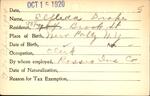 Voter registration card of Elfleda Drake, Hartford, October 15, 1920