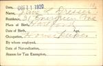 Voter registration card of Jane L. Dresser, Hartford, October 11, 1920