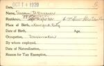 Voter registration card of Susan D. Dresser, Hartford, October 14, 1920