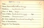 Voter registration card of Henrietta Atkins Driggs, Hartford, October 16, 1920