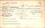 Voter registration card of Margaret D. Keefe (Driscoll), Hartford, October 18, 1920