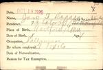 Voter registration card of Jane T. Duggan, Hartford, October 18, 1920