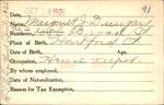 Voter registration card of Margaret J. Dungan, Hartford, October 18, 1920