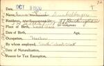 Voter registration card of Anna M. Grise (Dunkelberger), Hartford, October 9, 1920