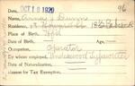 Voter registration card of Anna J. Dunn, Hartford, October 18, 1920