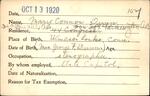 Voter registration card of Mary Connor Dunn, Hartford, October 13, 1920