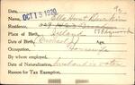 Voter registration card of Ella Hunt Durkin, Hartford, October 15, 1920