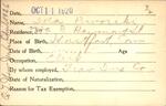 Voter registration card of Ida Dworski, Hartford, October 11, 1920