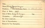 Voter registration card of Alice Boyce Dwyer, Hartford, October 14, 1920