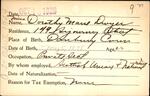 Voter registration card of Dorothy Marie Dwyer, Hartford, October 15, 1920