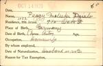 Voter registration card of Peggy Maleski Dzialo, Hartford, October 14, 1920