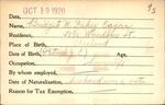 Voter registration card of Bridget M. Fahey Eagan, Hartford, October 19, 1920