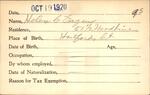 Voter registration card of Helen C. Eagan, Hartford, October 19, 1920