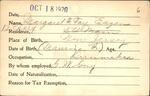 Voter registration card of Margaret F. Fay Eagan, Hartford, October 18, 1920