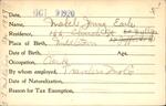 Voter registration card of Mabel Jenny Earle, Hartford, October 9, 1920