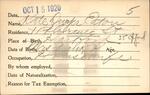 Voter registration card of Kate Dwyer Eaton, Hartford, October 15, 1920