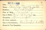 Voter registration card of Martha Young Eaton, Hartford, October 15, 1920