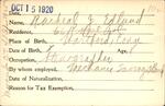 Voter registration card of Racheal [Rachel] J. Edlund, Hartford, October 15, 1920