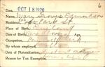 Voter registration card of Mary Groves Edmondson, Hartford, October 18, 1920