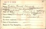 Voter registration card of Fidelis Farrell Edwards, Hartford, October 19, 1920