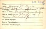 Voter registration card of Anna M. Egan, Hartford, October 9, 1920