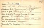 Voter registration card of Sadie Stevens Egenton, Hartford, October 11, 1920