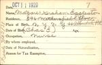 Voter registration card of Margaret Graham Eggleston, Hartford, October 11, 1920