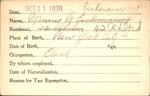 Voter registration card of Minnie M. Eichenawer (Eichenauer), Hartford, October 11, 1920