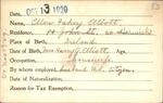 Voter registration card of Ellen Fahey Elliott, Hartford, October 13, 1920