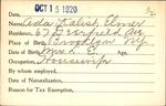 Voter registration card of Ada Kalish Elmer, Hartford, October 15, 1920