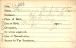 Voter registration card of Minerva Nichols Elmer, Hartford, October 13, 1920