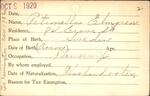 Voter registration card of Petronella Elmgren, Hartford, October 9, 1920