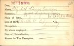 Voter registration card of Elizabeth Burns Emmons, Hartford, October 18, 1920