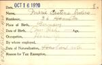 Voter registration card of Marie Castens Enders, Hartford, October 16, 1920