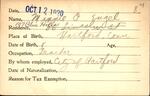 Voter registration card of Minnie O. Engel, Hartford, October 12, 1920