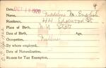 Voter registration card of Madeline M. English, Hartford, October 18, 1920