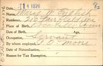Voter registration card of Mary W. English, Hartford, October 14, 1920
