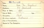 Voter registration card of Eva M. England, Hartford, October 16, 1920