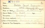 Voter registration card of Hilda Sund Engman, Hartford, October 16, 1920